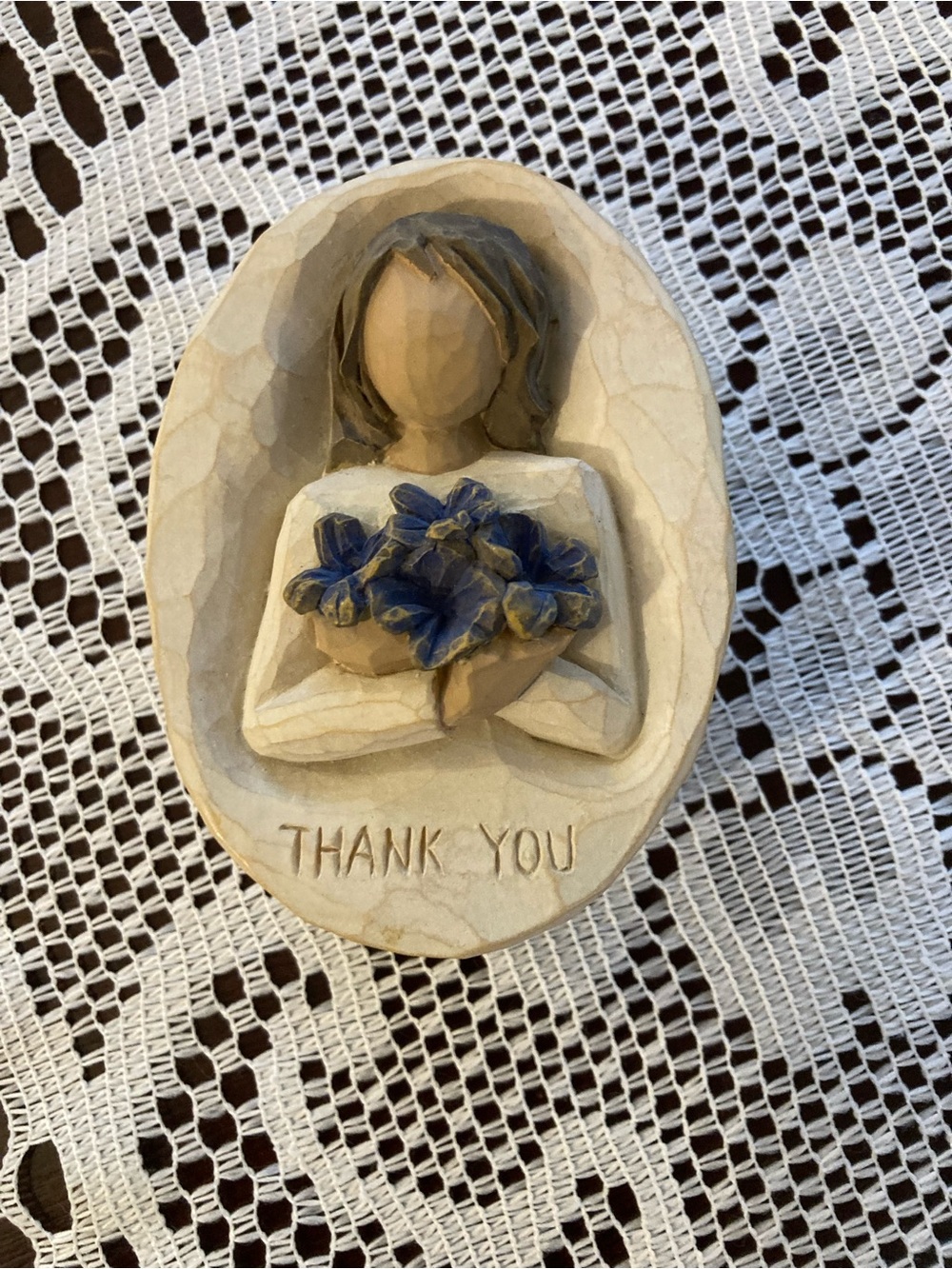 Willow Tree Figural 'Thank You' Angel with Blue Flowers